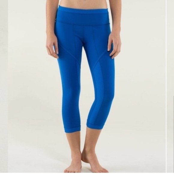 Lululemon Roll Out Crop Leggings Baroque Blue Sporty Luon Mid-Rise - Picture 1 of 16